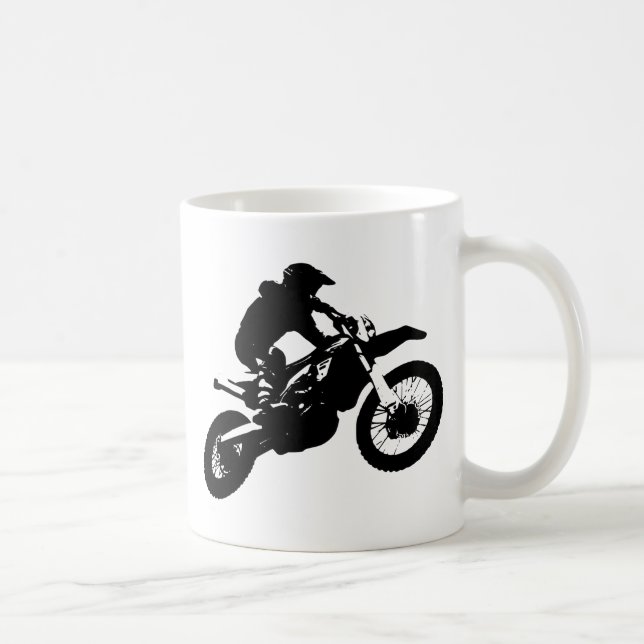 Svartvit poppost konst Motocross Motorcyle Sport Kaffemugg (Höger)