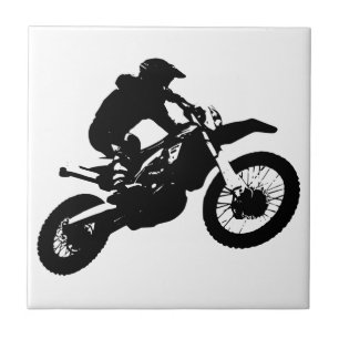 Svartvit poppost konst Motocross Motorcyle Sport Kakelplatta