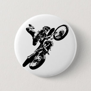 Svartvit poppost konst Motocross Motorcyle Sport Knapp