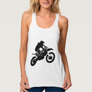 Svartvit poppost konst Motocross Motorcyle Sport Linne Med Racerback