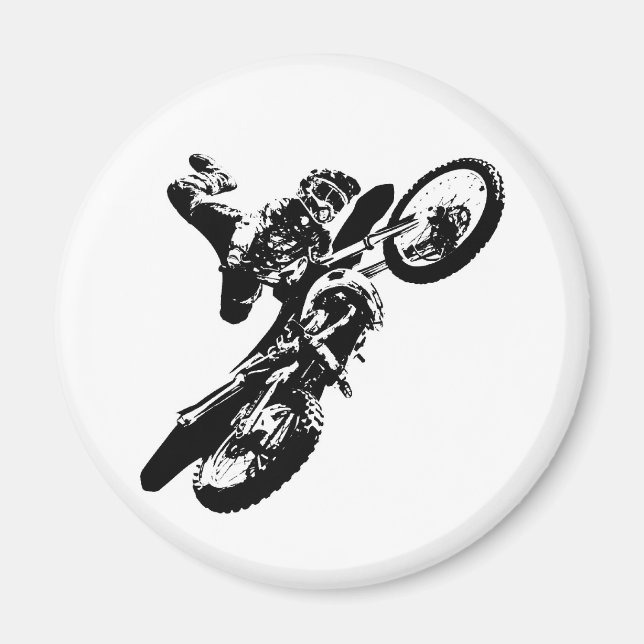 Svartvit poppost konst Motocross Motorcyle Sport Magnet (Framsidan)