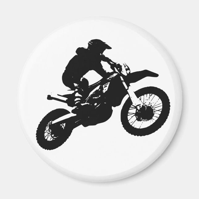 Svartvit poppost konst Motocross Motorcyle Sport Magnet (Framsidan)