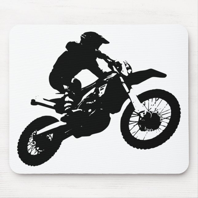 Svartvit poppost konst Motocross Motorcyle Sport Musmatta (Framsidan)