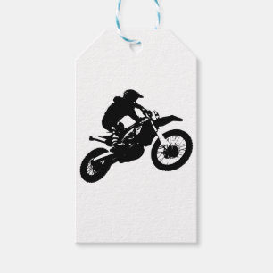 Svartvit poppost konst Motocross Motorcyle Sport Presentetikett
