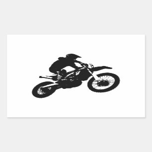Svartvit poppost konst Motocross Motorcyle Sport Rektangulärt Klistermärke