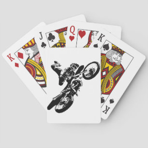 Svartvit poppost konst Motocross Motorcyle Sport Spelkort