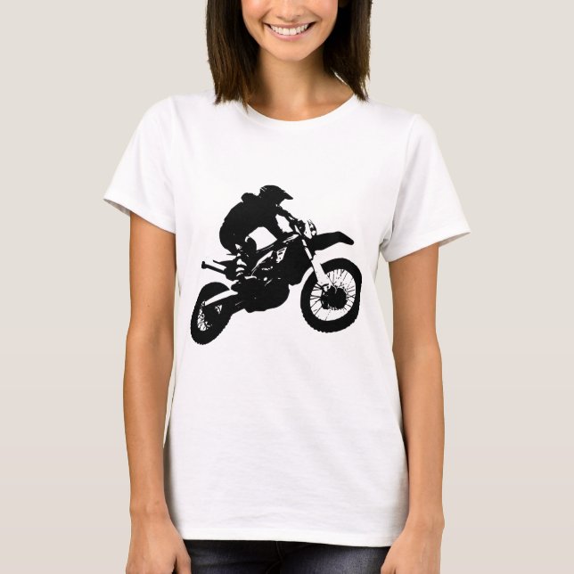Svartvit poppost konst Motocross Motorcyle Sport T-shirt (Framsida)