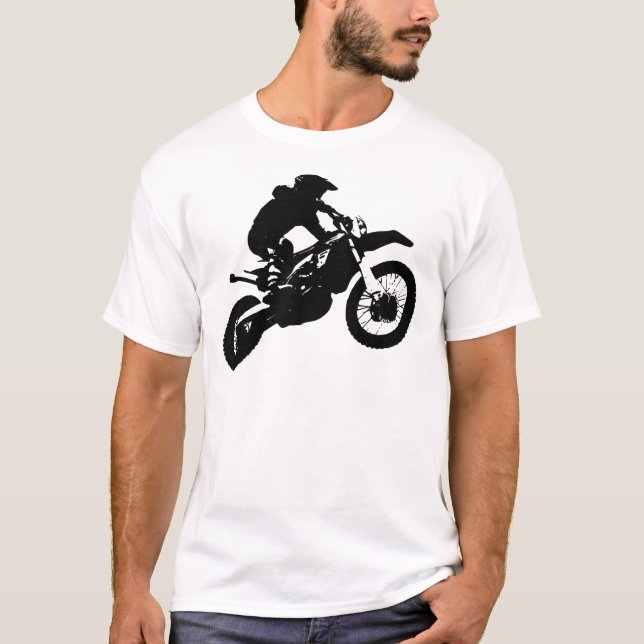 Svartvit poppost konst Motocross Motorcyle Sport T Shirt (Framsida)