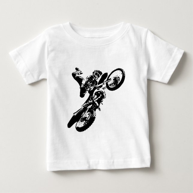 Svartvit poppost konst Motocross Motorcyle Sport Tee Shirt (Framsida)
