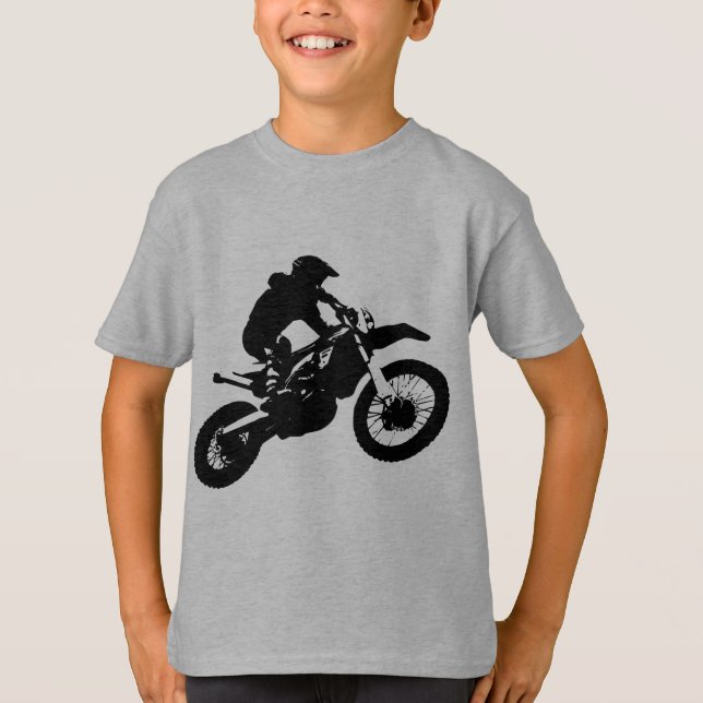 Svartvit poppost konst Motocross Motorcyle Sport Tee Shirt (Framsida)