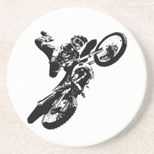 Svartvit poppost konst Motocross Motorcyle Sport Underlägg