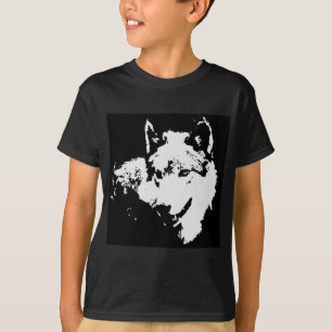 Svartvit popup-Grått-Varg T Shirt