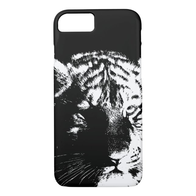 Svartvit popup-tiger Case-Mate iPhone skal (Baksida)