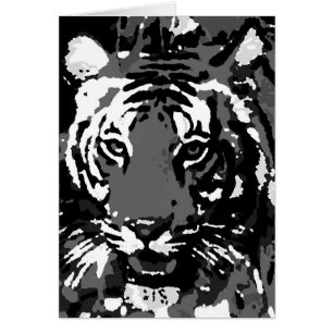 Svartvit popup-tiger hälsningskort
