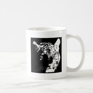 Svartvit popup-tiger kaffemugg