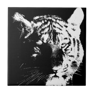 Svartvit popup-tiger kakelplatta