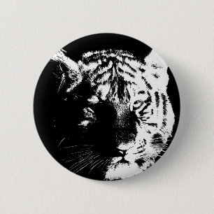 Svartvit popup-tiger knapp