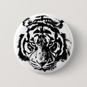Svartvit popup-tiger knapp