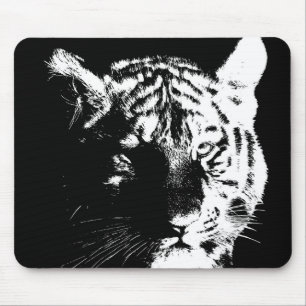 Svartvit popup-tiger musmatta