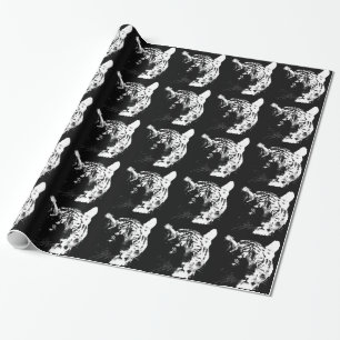 Svartvit popup-tiger presentpapper
