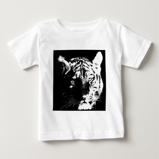 Svartvit popup-tiger t-shirt (Framsida)
