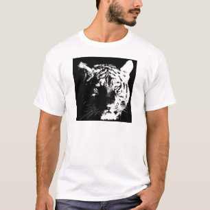 Svartvit popup-tiger t-shirt