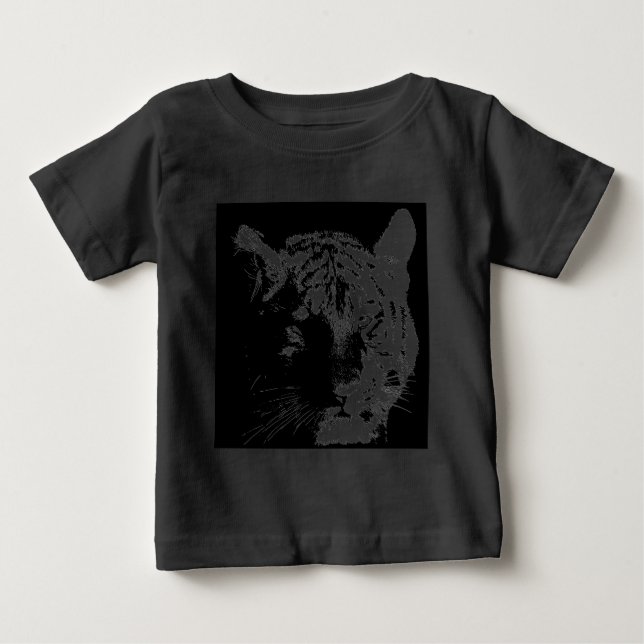 Svartvit popup-tiger t-shirt (Framsida)