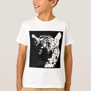 Svartvit popup-tiger tee