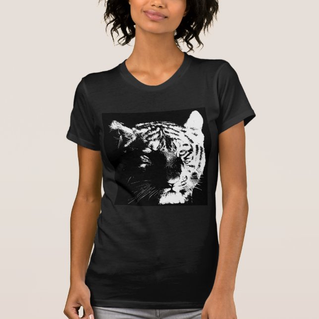 Svartvit popup-tiger tee (Framsida)