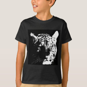 Svartvit popup-tiger tee