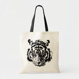Svartvit popup-tiger tygkasse