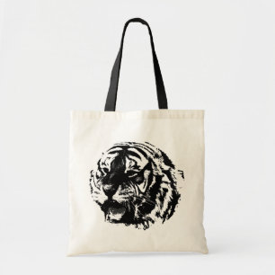 Svartvit popup-tiger tygkasse