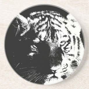 Svartvit popup-tiger underlägg sandsten