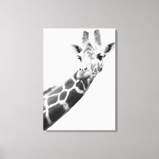 Svartvit porträtt av en giraffe canvastryck