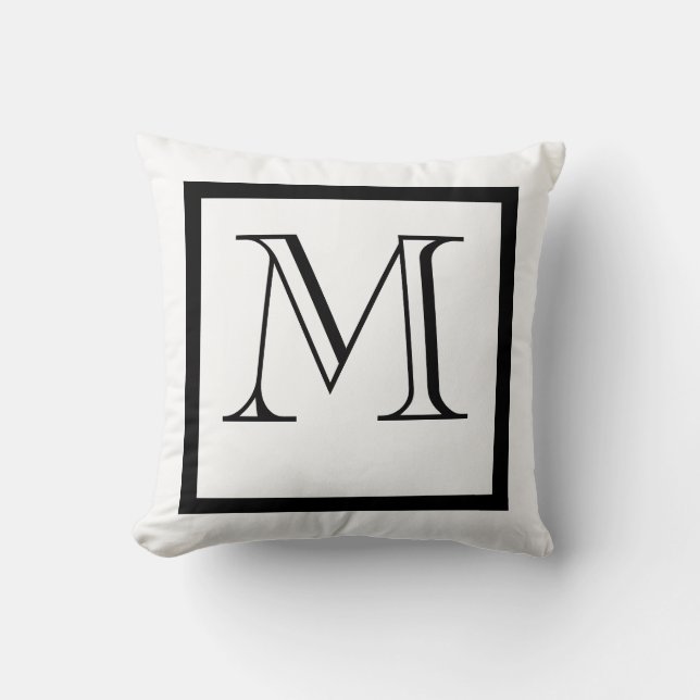Svartvit positiv Negativ monogrammad Pillow Kudde (Framsida)