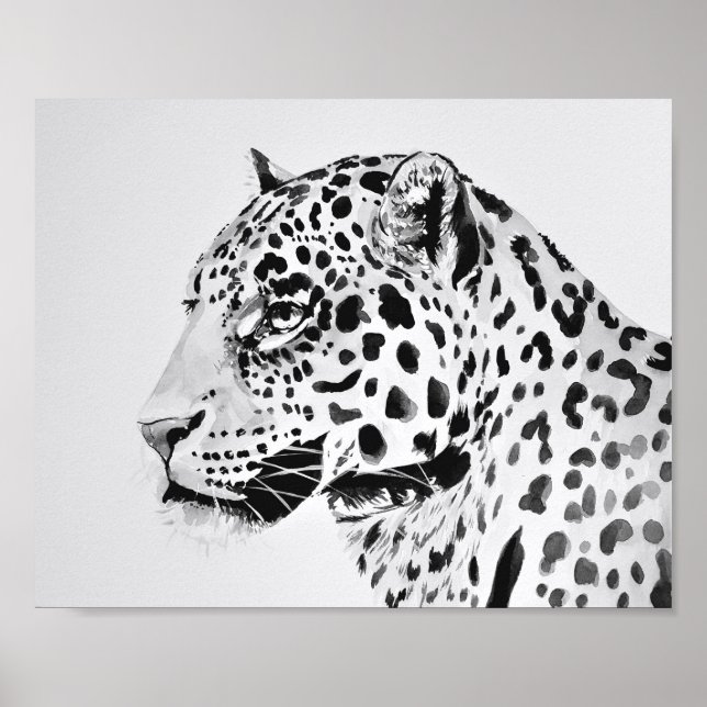 Svartvit Poster av leopard (Framsidan)