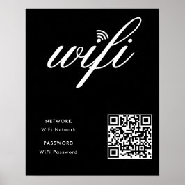 Svartvit Poster av QR-kod för WiFi-nätverk i anpas