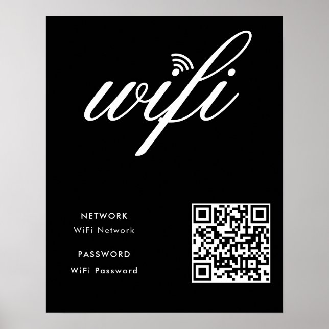 Svartvit Poster av QR-kod för WiFi-nätverk i anpas (Framsidan)