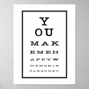 Svartvit Poster i Cute Romantic Öga Test Chart Whi