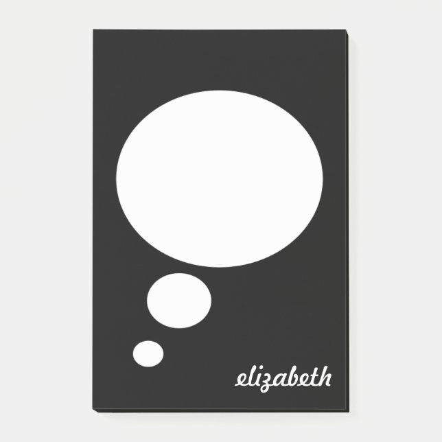 Svartvit pratbubbla Personlig Namn Post-it Block (Framsida)