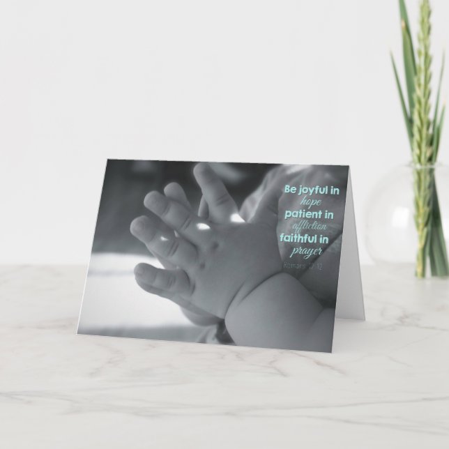 Svartvit Praying Händer-kort för Baby Kort (Framsida)
