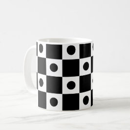 Svartvit prickcirkel, ruta, kontrollpanel Mönster Kaffemugg