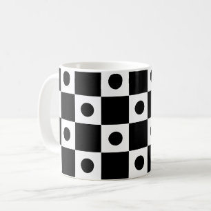 Svartvit prickcirkel, ruta, kontrollpanel Mönster Kaffemugg