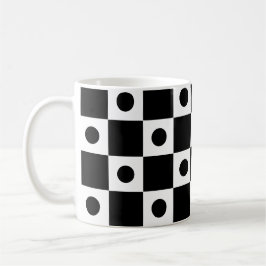 Svartvit prickcirkel, ruta, kontrollpanel Mönster Kaffemugg