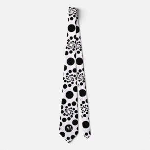 Svartvit prickswirls Mönster Monogram Slips