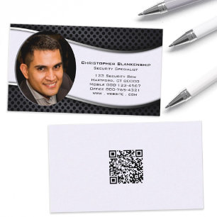 Svartvit Professionell, Anpassningsbar Foto QR-kod Visitkort
