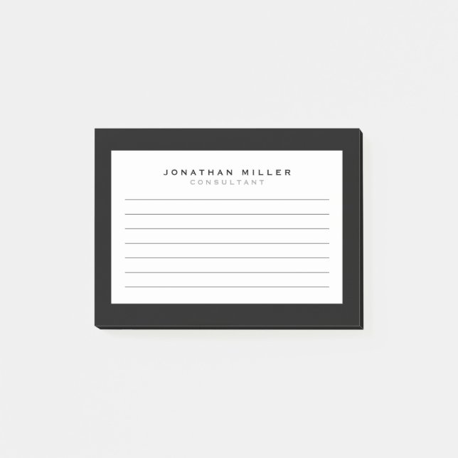 Svartvit, professionell | NAMN Post-it Block (Framsida)