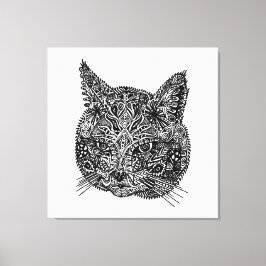 Svartvit prydnadskatt Porträtt Canvastryck