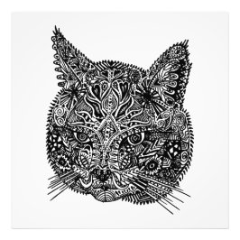 Svartvit prydnadskatt Porträtt Fototryck