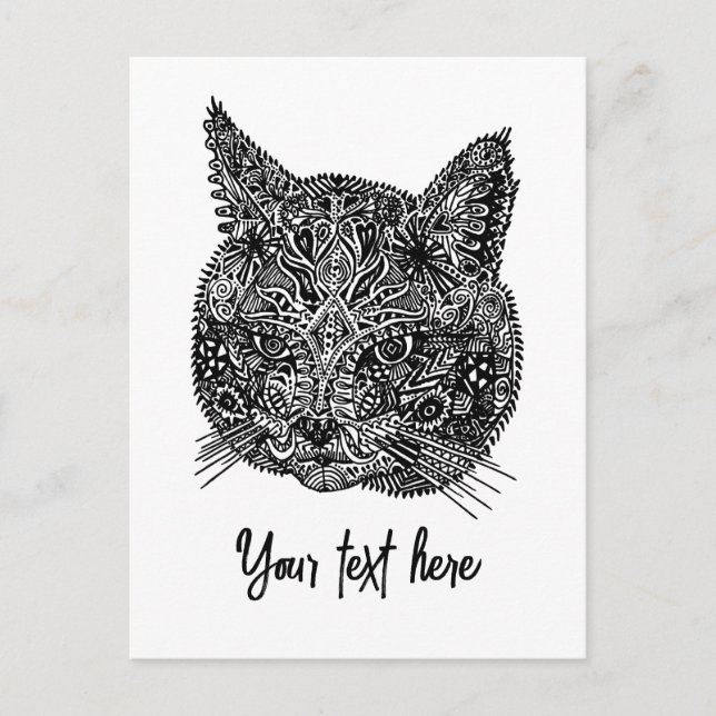 Svartvit prydnadskatt Porträtt Vykort (Framsida)